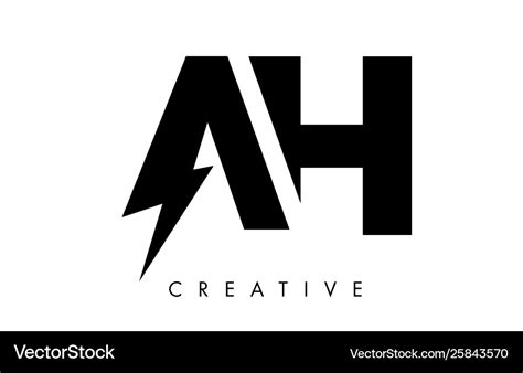 ah letter logo design  lighting thunder bolt vector image