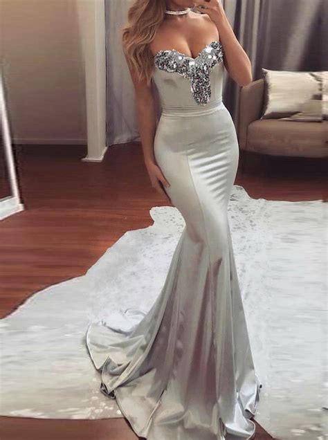 Lady Sequin Dress Sleeveless V Neck Strapless Sexy Party Dress Formal