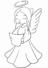 Christmas Singing Coloring Angel Angels Pages Categories sketch template