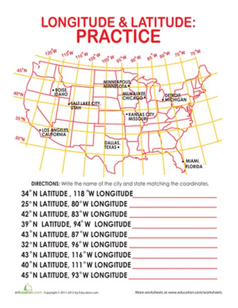latitude  longitude worksheets  answer key thekidsworksheet