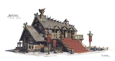 artstation vikings nydia ni viking house fantasy house building concept