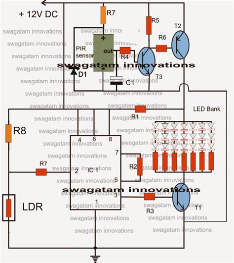 pir led lamp circuit electronic circuit projects