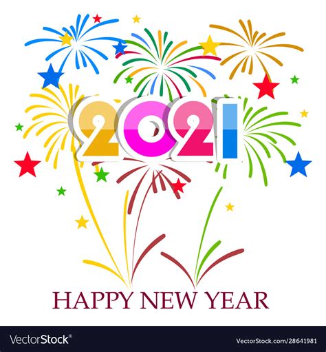 happy new year 2021 with firework background vector image