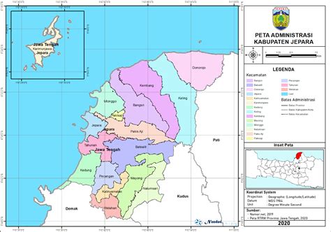 peta administrasi kabupaten jepara provinsi jawa tengah neededthing