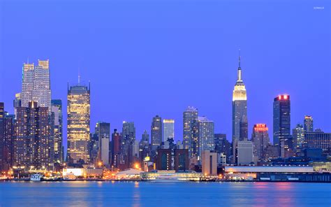 clear blue sky   york city  sunset wallpaper world wallpapers
