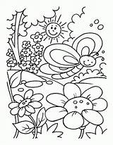 Coloring Pages Spring Kids Time Popular Springtime sketch template