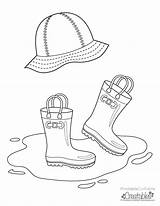 Coloring Rain Boots Hat Library Clipart sketch template