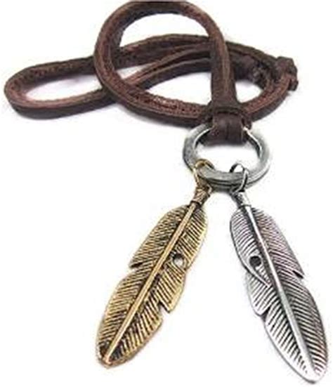 soft leather feather necklace mens leather necklace womens leather