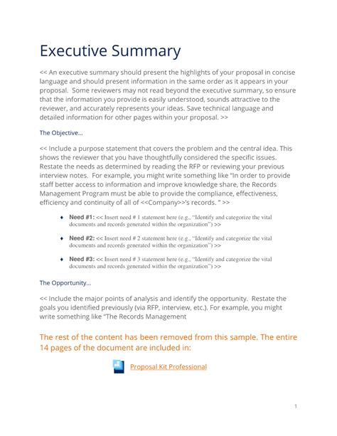 Executive Summary Sample For Proposal Slideshare