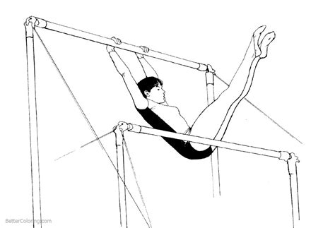 uneven bars  gymnastics coloring pages  printable coloring pages