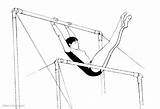 Bars Gymnastics Coloring Pages Uneven Template Sketch sketch template