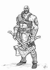Kratos Draw God War Character Sketches Drawing Drawings Sketch Easy Tutorial Step Concept Viking Good Fantasy Tattoo sketch template