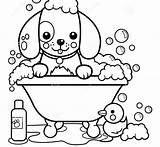 Coloring Bath Dog Vector Pages Taking Bubble Tub Towel Time Kids Outline Printable Color Getdrawings sketch template