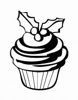 Cupcake Coloring Pages Printable Cupcakes Holiday Color Clipart Kids Outline Cake Cup Drawing Cute Christmas Decoration Baked Goods Cliparts Sheets sketch template