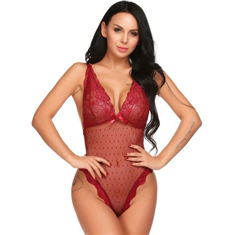 avidlove lace lingerie sexy erotic teddies bodysuit women spaghetti