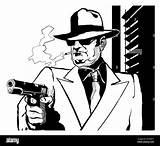 Gangster Mafia Gun Vector 1950 Style Wallpaper Alamy Illustration Drawing Stock sketch template