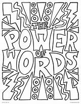 Coloring Words Pages Power Printable Color Kids Adults Powerful sketch template