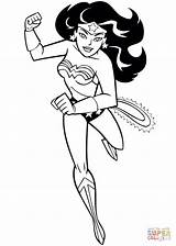 Coloring Wonder Woman Cartoon Pages Drawing Printable sketch template