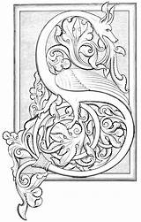 Illuminated Manuscript Letters Coloring Alphabet Pages Manuscripts Drawing Medieval Letter Lettering Initial Colouring Book Related Capital Illumination Celtic Board Books sketch template