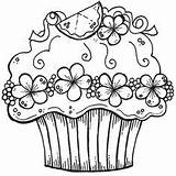 Coloring Pages Food Cupcake Printable Collection sketch template