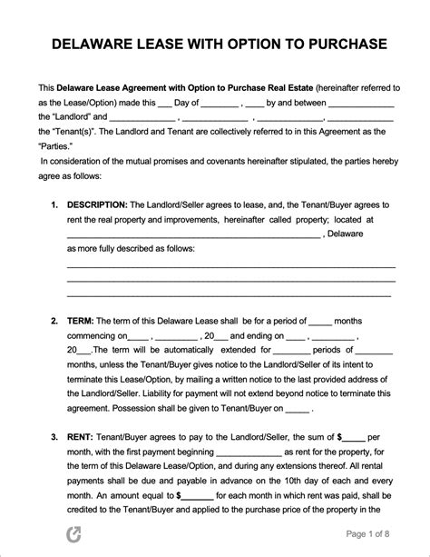 delaware lease   agreement  word