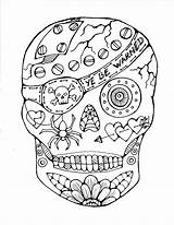 Sugar Skull Coloring Pages Line Drawing Preschool Getdrawings sketch template