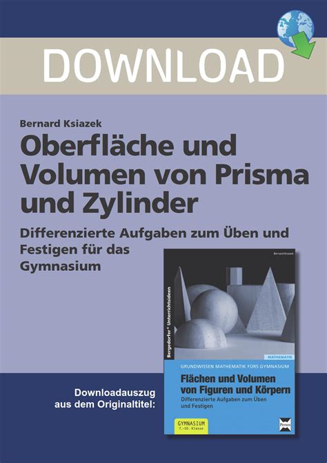 oberflaeche und volumen von prisma und zylinder