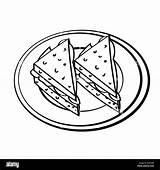 Panini Colorare Piatto Bianco Nel Sandwiches Bozzetto Vettoriale Fumetto Isolato Libro Vettore Tracciata sketch template