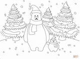 Coloring Bear Polar Christmas Pages Printable sketch template