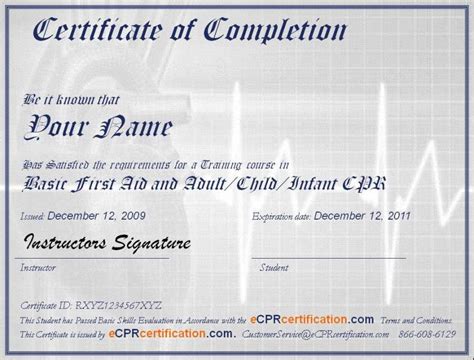 printable cpr certificate printable cards