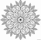 Coloring Adult Mandala Flowers Pages Printable sketch template