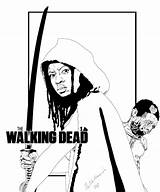 Walking Dead Michonne Dibujo Behance sketch template