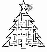 Christmas Maze Printable Mazes Tree Kids Pages Coloring sketch template