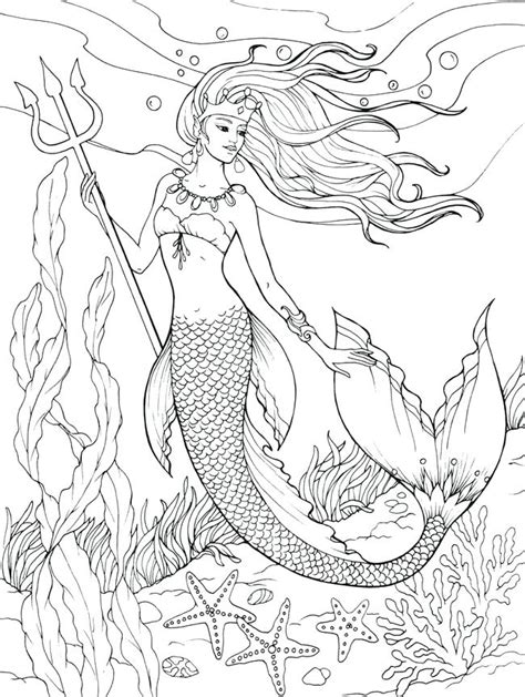 realistic easy mermaid coloring pages goimages talk