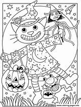 Halloween Coloring Cat Pages Printable sketch template