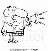 Bossy Shouting Megaphone Remarks Businesswoman Through Outlined Royalty Illustration Clipart Toon Hit Coloring Vector Pages Caucasian Illustrations Clipartof sketch template