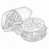 Fries Cheeseburger sketch template