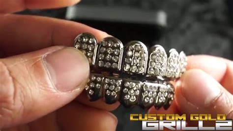 14k Totally Iced Out Gunmetal Grills By Custom Gold Grillz