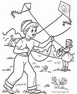 Coloring Pages Kite Flying Color Kids Fun sketch template