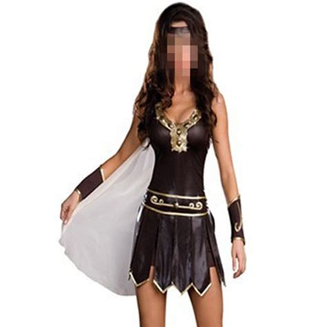 women brown gladiator xena princess roman spartan fancy dress costume