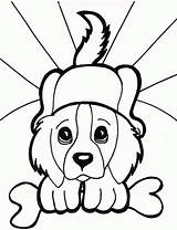 Coloring Puppy Bone Pages Biting Time Cartoon sketch template