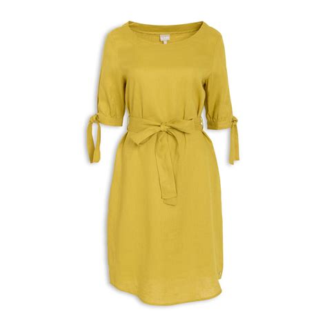 buy  woman chartreuse linen dress  truworths