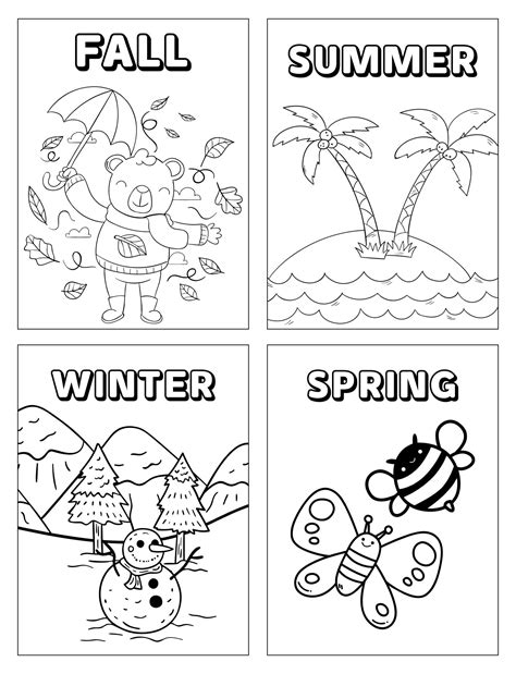 seasons preschool coloring pages printables