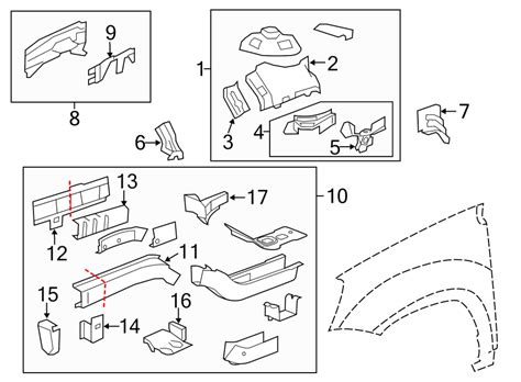 chevrolet traverse fender apron reinforcement front rear upper   gm parts