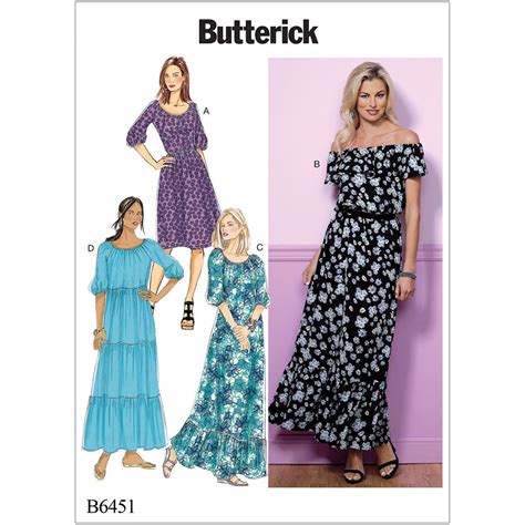 Misses Gathered Blouson Dresses Butterick Sewing Pattern 6451 Sew