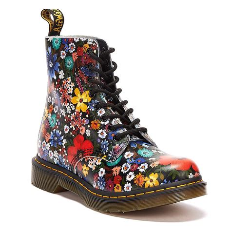 dr martens leather dr martens  pascal backhand floral womens white boots lyst