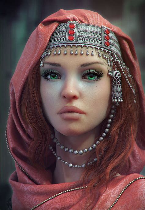 Artstation Green Eyed Foreign Woman Olya Anufrieva 3d Fantasy