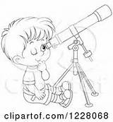Telescope Through Boy Looking Clipart Illustration Outlined Royalty Vector Poster Print Astronomer Peeking Outline Taking Notes Cartoon Bannykh Alex sketch template