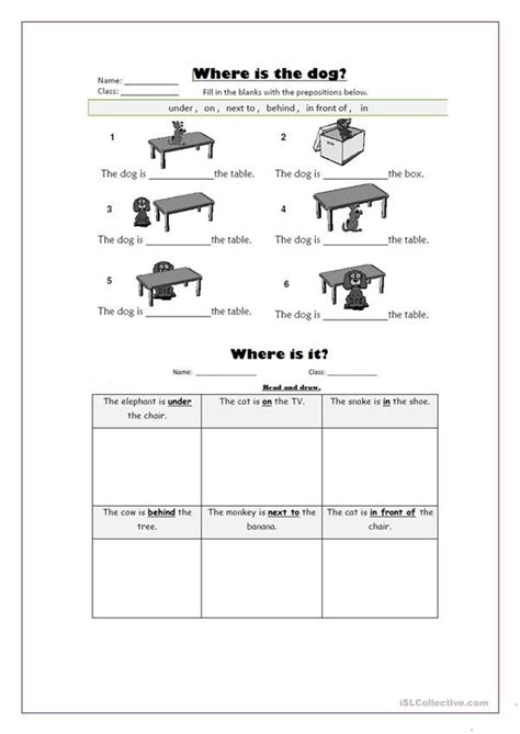 prepositions  place prepositions preposition worksheets worksheets