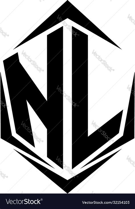 initial nl logo design  shield style logo vector image